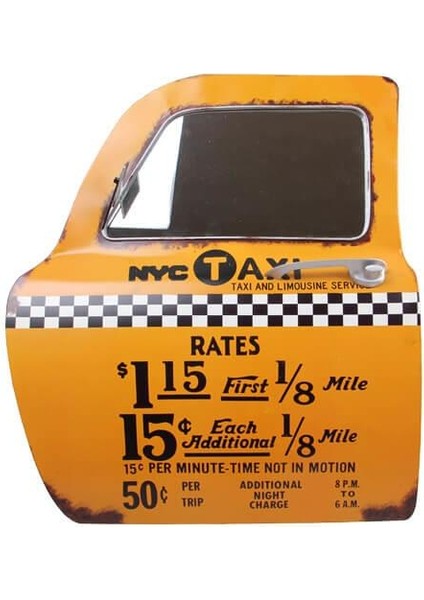 Dekoratif Newyork Taxi Temalı Sarı Araba Kapısı Ayna fiyatları