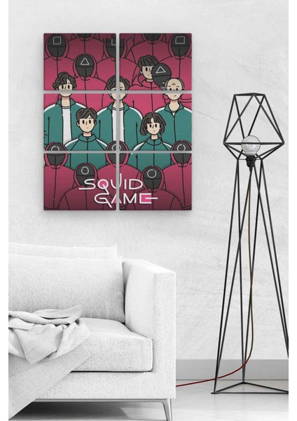 Squid Game 6 Parça Ahşap Mdf Tablo NHL2946