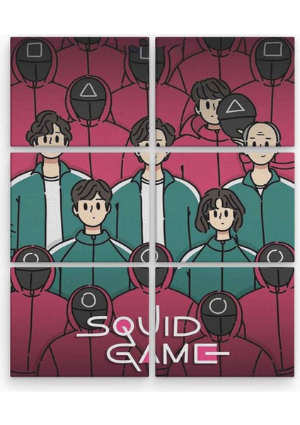 Squid Game 6 Parça Ahşap Mdf Tablo NHL2946