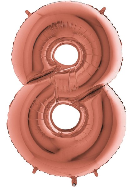Rakam Folyo Balon Metalik Gül Kurusu - 8 Yaş Folyo Balon Metalik - 8 Yaş Balonu