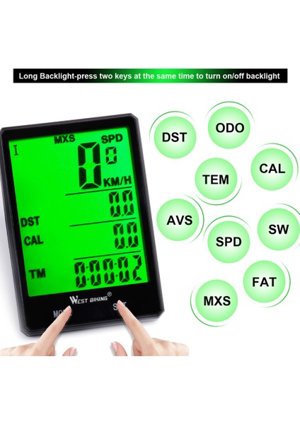West Biking Batı Bısıklet 2.8 &quot;büyük Ekran Bisiklet Kilometre (Yurt Dışından)