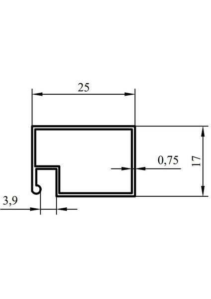 17 x 25 Sineklik Profili Siyah / 6 Mt