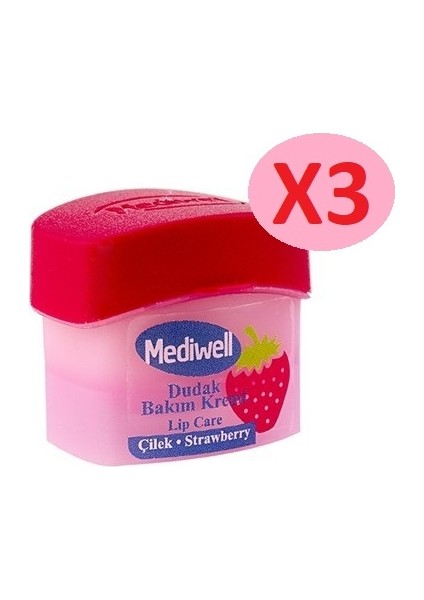 Dudak Bakım Kremi 5 ml Çilekli - 3 Adet