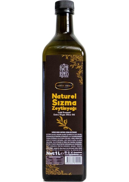 Soğuk Sıkım Natürel Sızma Zeytinyağı Cam Şişe (Yeni Sezon) - 1 Litre