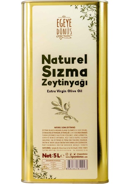 Natürel Sızma Zeytinyağı Teneke (Yeni Sezon) - 5 Litre