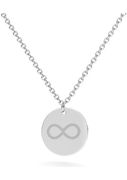 Sonsuzluk Yuvarla Plaka 925 Ayar Gümüş Kolye