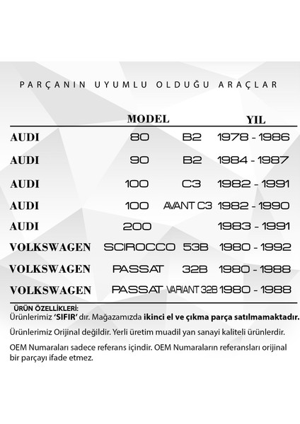 Audi 80,90, Vw Scirocco, Passat, Passat Variant Için Sunroof Ayağı