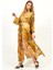 Ipek Kimono Sabahlık Sarı Kaftan Almond Blossoms Desenli 2