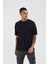 Ünisex Oversize Siyah Düz Renk T-Shirt 1