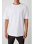 Ünisex Oversize Beyaz Düz Renk T-Shirt 1