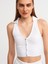 30128 Polo Yakalı Crop Top-Beyaz 4