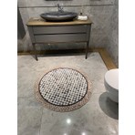 Brillant Robert Dama Desen Saçaksız Yuvarlak Banyo Paspası Ebat 100X100