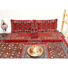 Shark Anatolia  Afgan Desenli Şark Köşesi Ikili Sedir Takımı Kırmızı