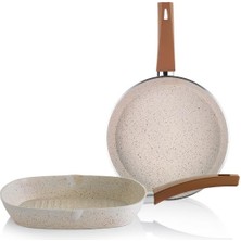 Schafer Dark Storm Granit Grill Tava Seti 28 cm Kare-26 cm Tava Krem