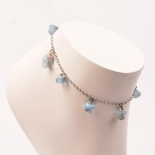 Taş Sandığı Akuamarin Taşı Halhal - Kararmaz Zincirli