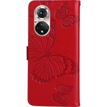 Xshine Baskı Çiçek Serisi-2 Pu Deri Manyetik Flip Cüzdan Kılıfı Stand Basılı Kelebek Deseni Tam Vücut Koruyucu Kapak Strap Ile Onur 50 5g / Huawei Nova 9 - Mor (Yurt Dışından)