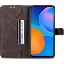 Xshine Telefon Kapağı Manyetik Kapatma Pu Deri Deri Flip Cüzdan Kılıf Stand Standı Huawei P Smart 2021 / Huawei Y7A - Kırmızı (Yurt Dışından)