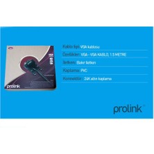 PrimeX Plus Prolink PR-V001 1.5 Metre VGA Kablo, Emı Filtreli Altın Uç Örgülü VGA Kablo