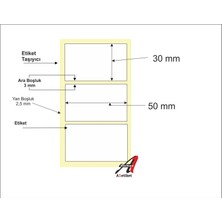 A1 Etiket 64.000 Adet 30 x 50 Termal Barkod Etiketi 1000'li Rulo