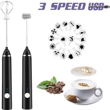 Xinh Şarj Edilebilir Süt Froother El Elektrikli Köpük Makinesi 3 Dişli Kurşun Geçirmez Kahve Latte Cappuccino Için Ayarlanabilir | Yumurta Çırpıcı