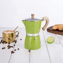 Xinh 1 Adet Alüminyum Italyan Moka Espresso Kahve Makinesi Filtre Soba Pot 3 Bardak Yeşil | Coffee Tencere