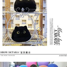 Xinh 50 cm Kedi Şeklinde Yumuşak Peluş Yastık - Siyah (Yurt Dışından)