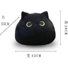 Xinh 50 cm Kedi Şeklinde Yumuşak Peluş Yastık - Siyah (Yurt Dışından)