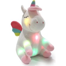 Xinh Unicorn Yumuşak Peluş Oyuncak LED - Beyaz (Yurt Dışından)