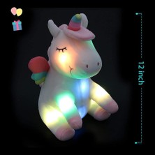 Xinh Unicorn Yumuşak Peluş Oyuncak LED - Beyaz (Yurt Dışından)