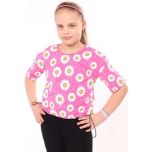 Toontoy Kız Çocuk Komple Papatya Baskılı Tişört