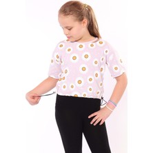 Toontoy Kız Çocuk Komple Papatya Baskılı Tişört