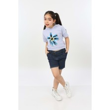 Toontoy Kız Çocuk Önü Çiçek Baskılı Tişört