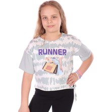 Toontoy Kız Çocuk Runner Baskılı Batikli Tişört