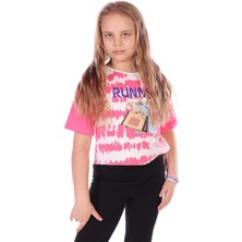 Toontoy Kız Çocuk Runner Baskılı Batikli Tişört