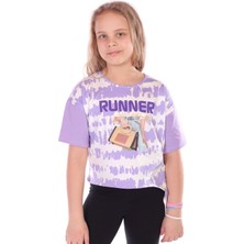 Toontoy Kız Çocuk Runner Baskılı Batikli Tişört