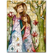 Cakapuzzle Ince Uzun Elbiseli Anne Kız Illüstrasyon 120 Parça Puzzle Yapboz Mdf (Ahşap)