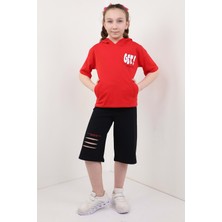 Toontoy Kids Toontoy Kız Çocuk Göğsü Get ! Baskılı Kapüşonlu Kaprili Takım