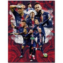 Cakapuzzle Psg Neymar Kompozisyonu Kırmızı Dalgalı  500 Parça Puzzle Yapboz Mdf (Ahşap)