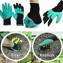Buffer Buffer® Toprak Kazma Ekme Için Korumalı Bahçivan Eldiveni ve Silikon Parmak Koruyucu Bıçak Eldiven