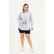 Myline Oversize Taş Baskılı Poplin Gömlek