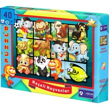 Adam Games Çiçek Kızlar 36 Parça +Neşeli Hayvanlar 40 Parça Ikili Set Puzzle