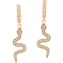 Altın Sepeti Rose Gümüş Yılan Küpe