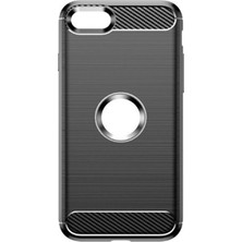 Microcase iPhone Se (2022) Brushed Carbon Fiber Silikon Kılıf - Siyah