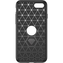 Microcase iPhone Se (2022) Brushed Carbon Fiber Silikon Kılıf - Siyah