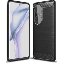 Microcase Huawei P50 Pro Brushed Carbon Fiber Silikon Kılıf - Siyah