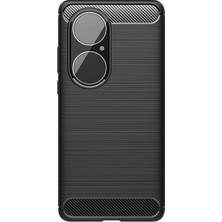 Microcase Huawei P50 Pro Brushed Carbon Fiber Silikon Kılıf - Siyah