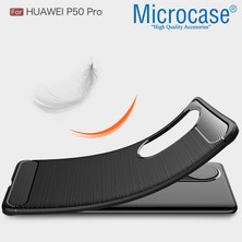 Microcase Huawei P50 Pro Brushed Carbon Fiber Silikon Kılıf - Siyah