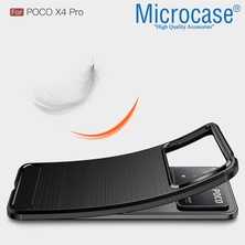 Microcase Xiaomi Poco X4 Pro 5g Brushed Carbon Fiber Silikon Kılıf - Siyah