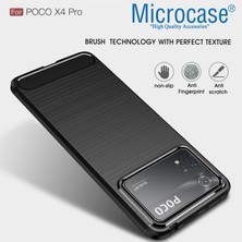 Microcase Xiaomi Poco X4 Pro 5g Brushed Carbon Fiber Silikon Kılıf - Siyah