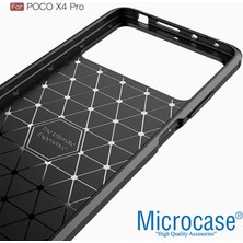 Microcase Xiaomi Poco X4 Pro 5g Brushed Carbon Fiber Silikon Kılıf - Siyah